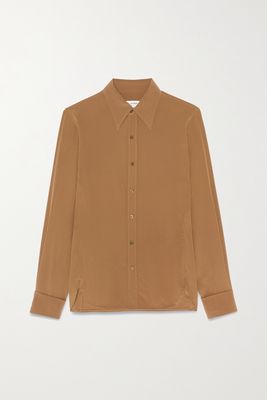 SAINT LAURENT - Silk-georgette Shirt - Brown