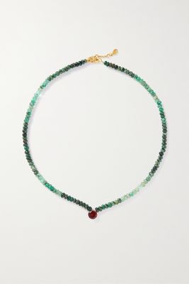 By Pariah - Recycled Gold Vermeil, Emerald And Garnet Necklace - Green