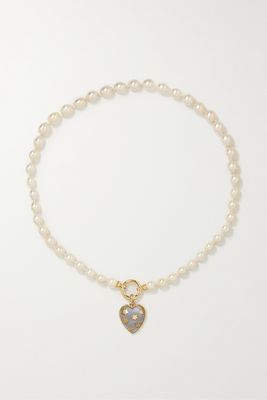 Storrow - Anna 14-karat Gold, Pearl And Chalcedony Necklace - one size