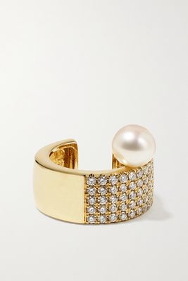 Mizuki - 14-karat Gold, Diamond And Pearl Ear Cuff - one size
