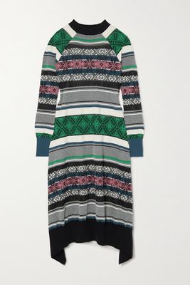 Sacai - Jacquard-knit Cotton-blend Midi Dress - Green