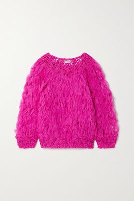 Dries Van Noten - Oversized Braided Silk-organza Sweater - Pink