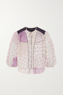 Isabel Marant - Fazenia Patchwork Cotton And Linen-blend Voile Blouse - Pink