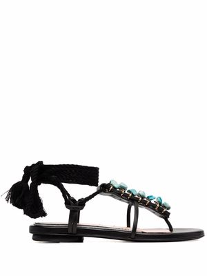 Ermanno Scervino Slave turquoise-detail sandals - Black
