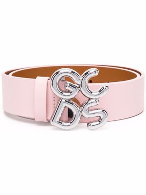Gcds logo-buckle leather belt - Pink