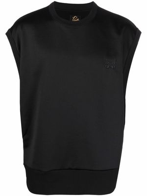 Needles embroidered-logo crew neck vest - Black