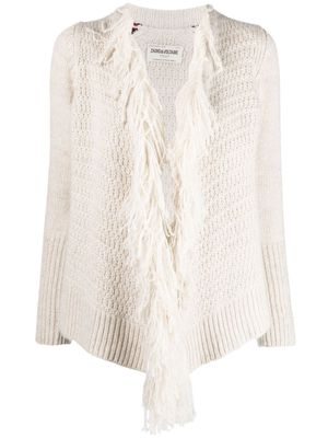 Zadig&Voltaire Daphny open-front fringed cardigan - Neutrals