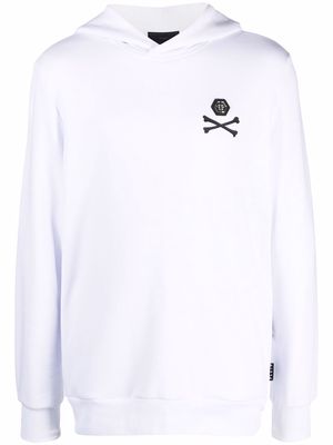 Philipp Plein logo-print cotton hoodie - White