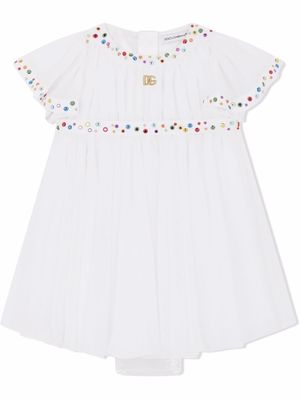 Dolce & Gabbana Kids studded silk dress - White