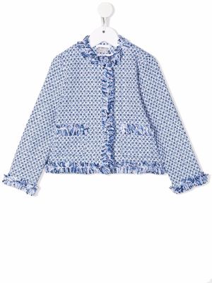 Il Gufo tweed tonal fringe-edge jacket - Blue
