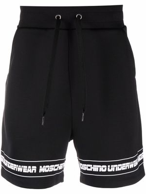 Moschino logo-print drawstring-waist track shorts - Black