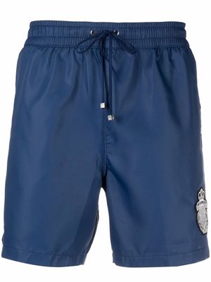 Billionaire patch-detail drawstring swim shorts - Blue