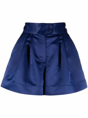 Styland high-waisted satin shorts - Blue