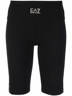 Ea7 Emporio Armani logo-print cycling shorts - Black