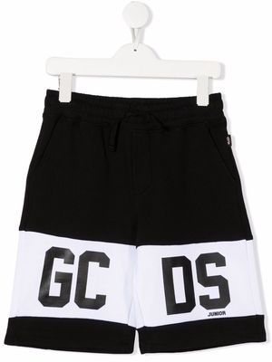 Gcds Kids logo-stripe track shorts - Black
