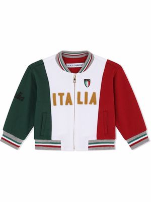Dolce & Gabbana Kids Italian stripe-pattern bomber jacket - White