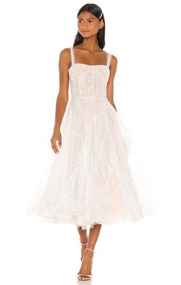 Bronx and Banco Mademoiselle Bridal Midi Dress in White