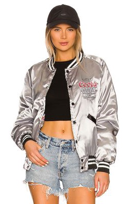 The Laundry Room Coors Light Official Nylon Bomber Jacket in Metallic Silver