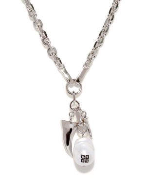 Givenchy - 4g-engraved Baroque Pearl Chain-link Necklace - Mens - Silver