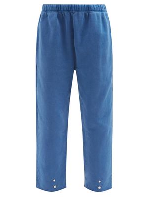 Les Tien - Snap-front Fleece-back Cotton Track Pants - Womens - Blue