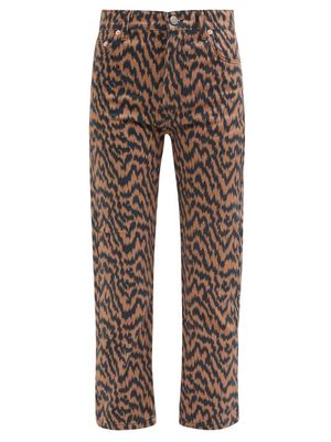 Raey - Tigerwood Print Cropped Jeans - Womens - Brown Multi