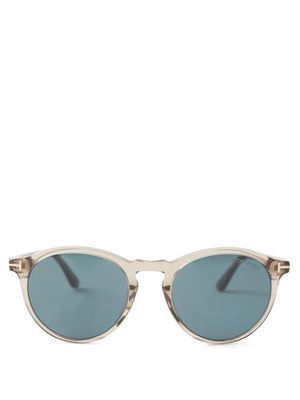 Tom Ford Eyewear - Aurele Round Acetate Sunglasses - Mens - Beige