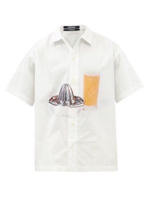 Jacquemus - Moisson Orange-juice Cotton Short-sleeved Shirt - Mens - White Multi