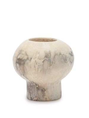 Dinosaur Designs - Pearl Round Marbled-resin Vase - Ivory Multi