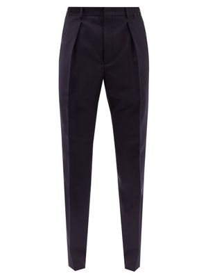 Fendi - Logo-patch Tailored Wool-blend Trousers - Mens - Black