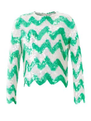 Ashish - Zigzag-sequinned Top - Womens - Green