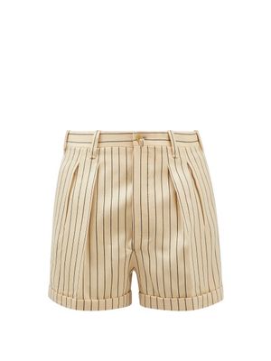 Giuliva Heritage - James Pleated Striped Wool Shorts - Mens - Cream Multi