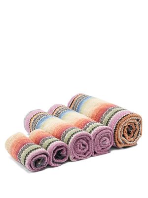 Missoni Home - Set Of Five Archie Cotton-terry Towels - Multi Stripe