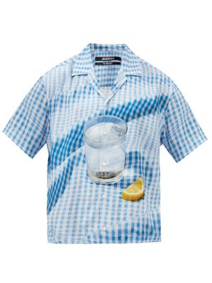 Jacquemus - Jean Water-print Gingham Short-sleeved Shirt - Mens - Blue Multi