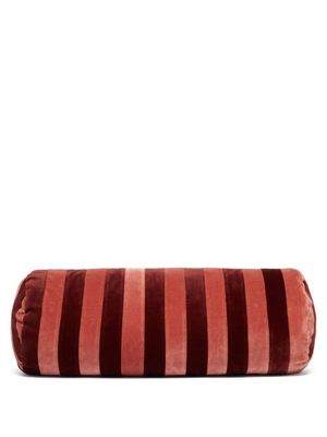 Christina Lundsteen - Striped Velvet Bolster Cushion - Pink Multi