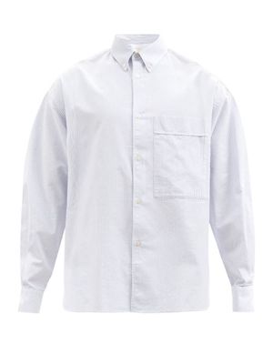 Studio Nicholson - Keble Patch-pocket Striped Cotton Shirt - Mens - Light Blue