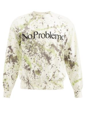 Aries - No Problemo Spray-dyed Cotton Sweatshirt - Mens - Black Yellow