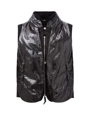 Stone Island Shadow Project - Coated-linen And Mesh Utility Gilet - Mens - Black