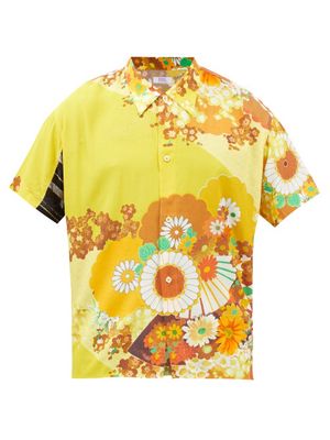 Erl - Floral-print Twill Short-sleeved Shirt - Mens - Yellow