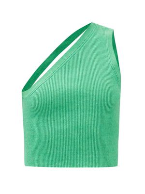 Jacquemus - Ascu One-shoulder Ribbed Cropped Top - Womens - Green