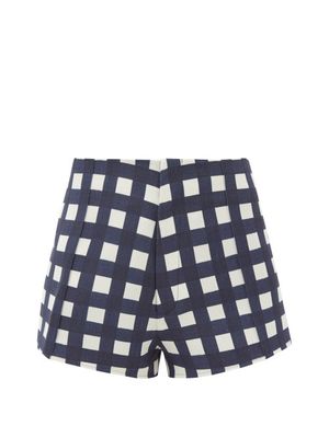 Jacquemus - Limao High-rise Check Canvas Shorts - Womens - Navy Multi