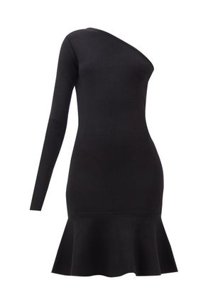 JW Anderson - Fluted One-shoulder Stretch-knit Mini Dress - Womens - Black