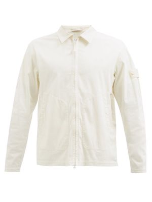 Stone Island - Ghost Zipped Cotton-blend Poplin Shirt - Mens - White