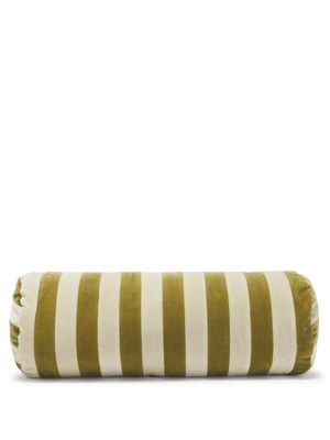 Christina Lundsteen - Cylindrical Striped Cotton-velvet Bolster Cushion - Green Multi