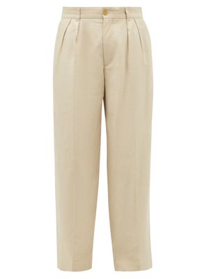 Jacquemus - Mela Pleated Canvas Wide-leg Trousers - Mens - Beige