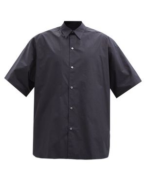 Studio Nicholson - Sorono Short-sleeved Cotton-poplin Shirt - Mens - Dark Navy