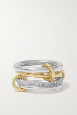 Spinelli Kilcollin - Nimbus Set Of Four Sterling Silver And 18-karat Gold Diamond Rings - 7