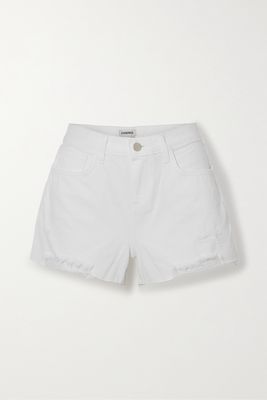 L'Agence - Audrey Distressed Denim Shorts - White