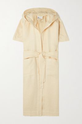 Lisa Marie Fernandez - Hooded Belted Linen-gauze Robe - Neutrals