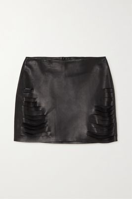Zeynep Arcay - Cutout Leather Mini Skirt - Black