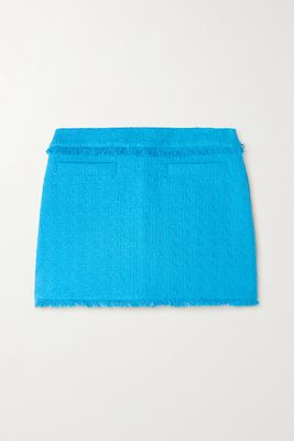 Proenza Schouler White Label - Fringed Cotton-blend Tweed Mini Skirt - Blue